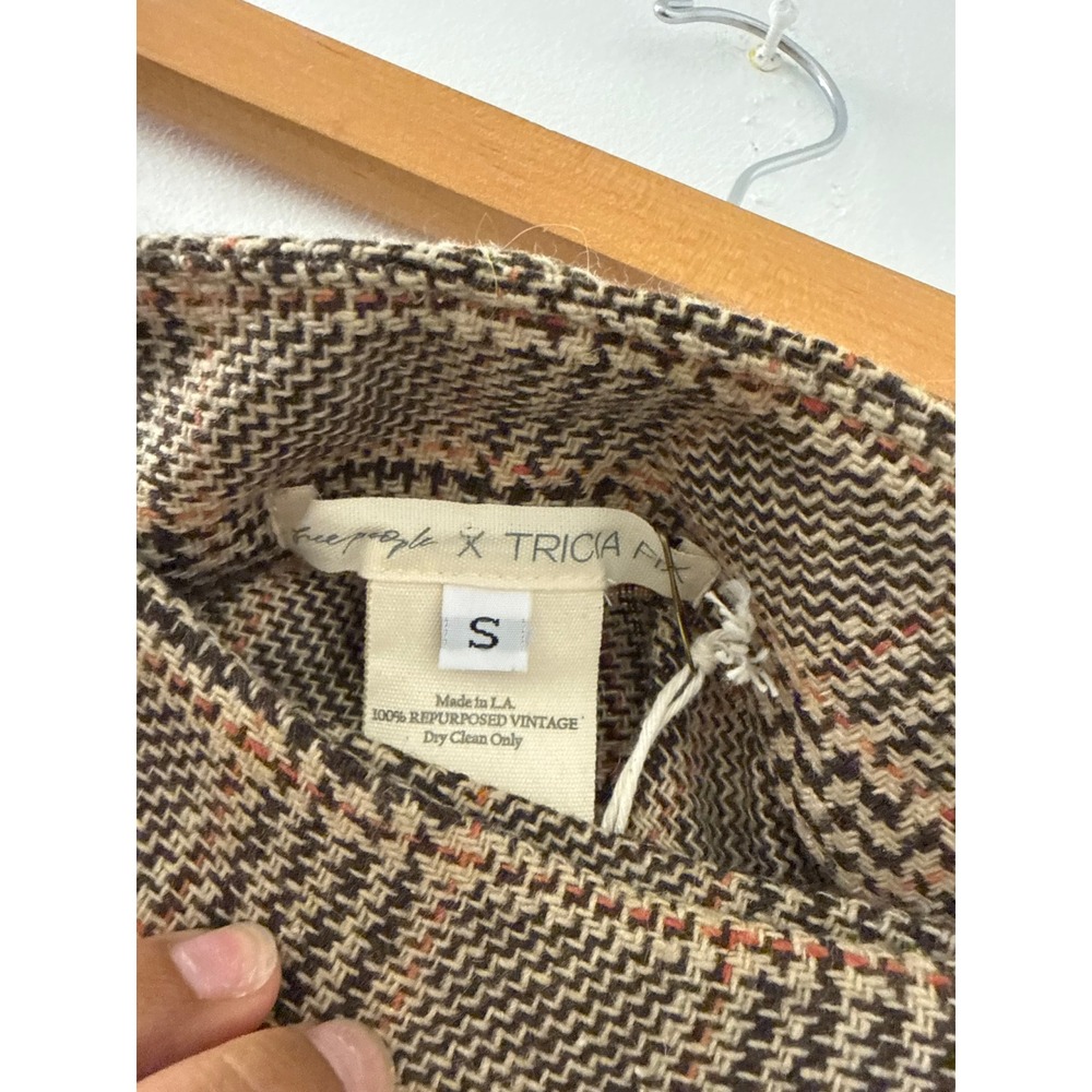 NWT Free People x Tricia Fix Brown Plaid Repurposed Vintage Shorts Small Y2K - Picture 5 of 7